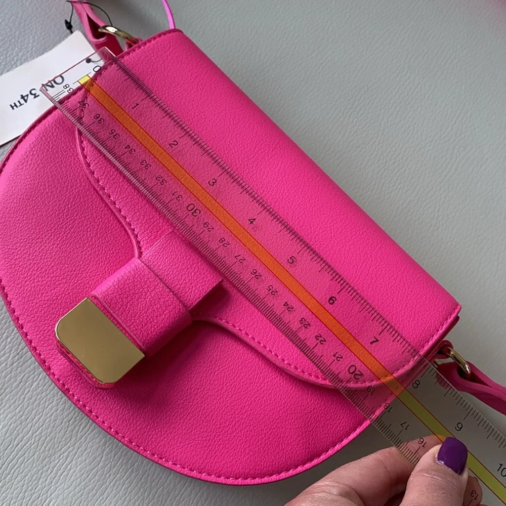 Hot Pink Crossbody Bag with Gold Hardware